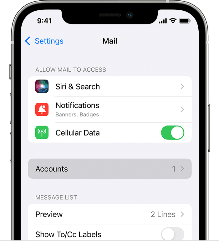eFind Mail iOS Apple Mail setup step 1